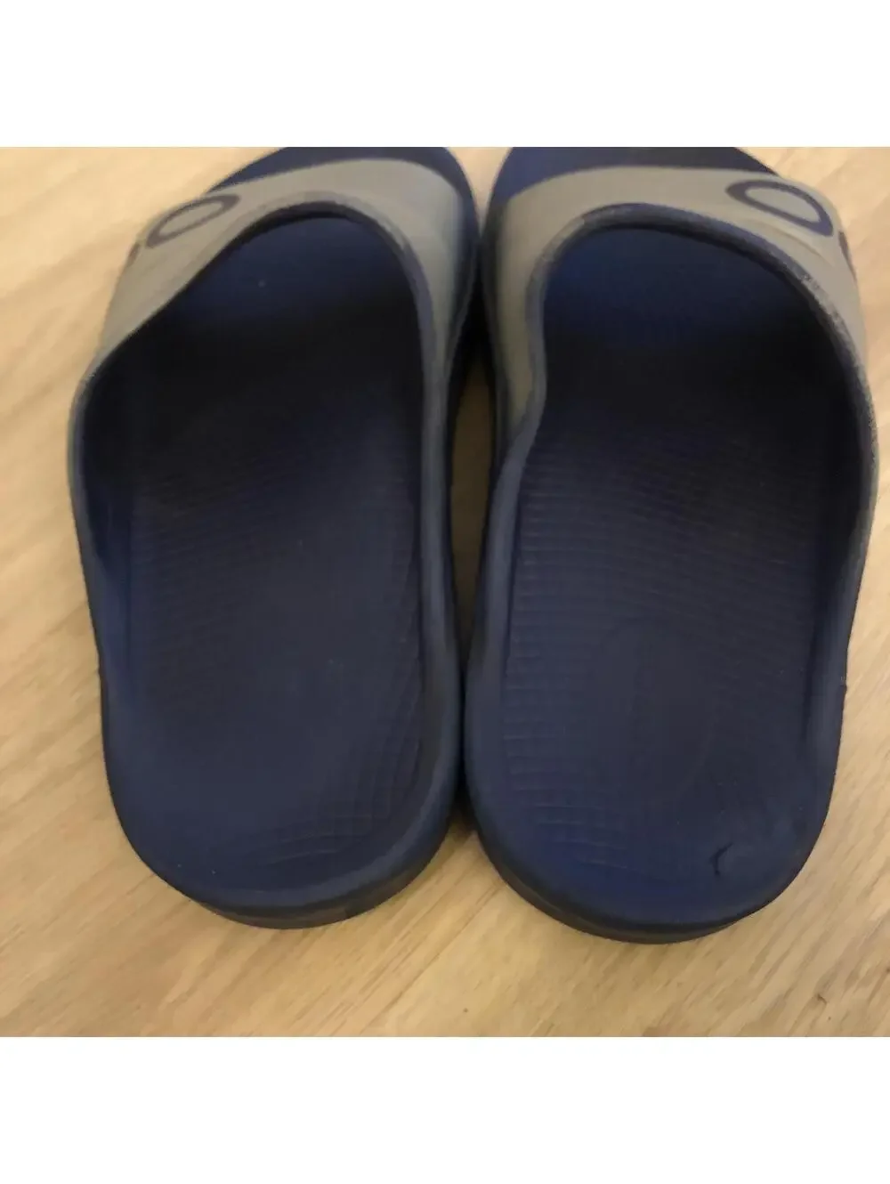 OOFOS OOAHH SANDALS SLIDES COMFORT RECOVERY BLUE GRAY MENS SIZE 9 WOMENS 11